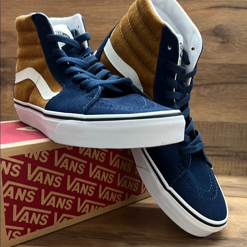 Vans Blue and Brown High-Top Sneakers